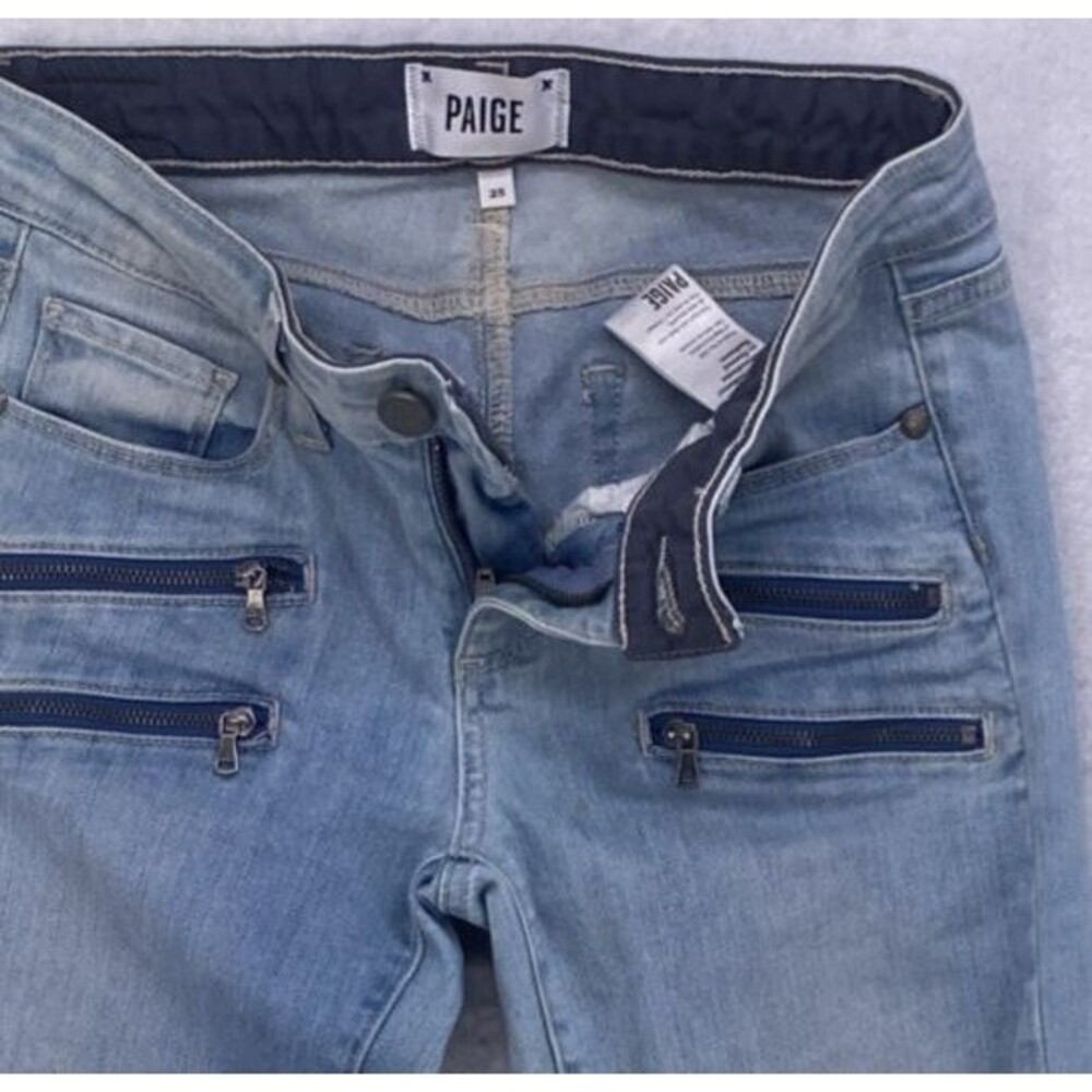 PAIGE Edgemont Skinny Zip Jeans Women’s 25 Light Wash USA Made Stretch Denim - Picture 4 of 14